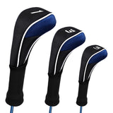 3-in-1 Golf Club Cover Set - No.1 No.3 No.5 - Blue - Front View