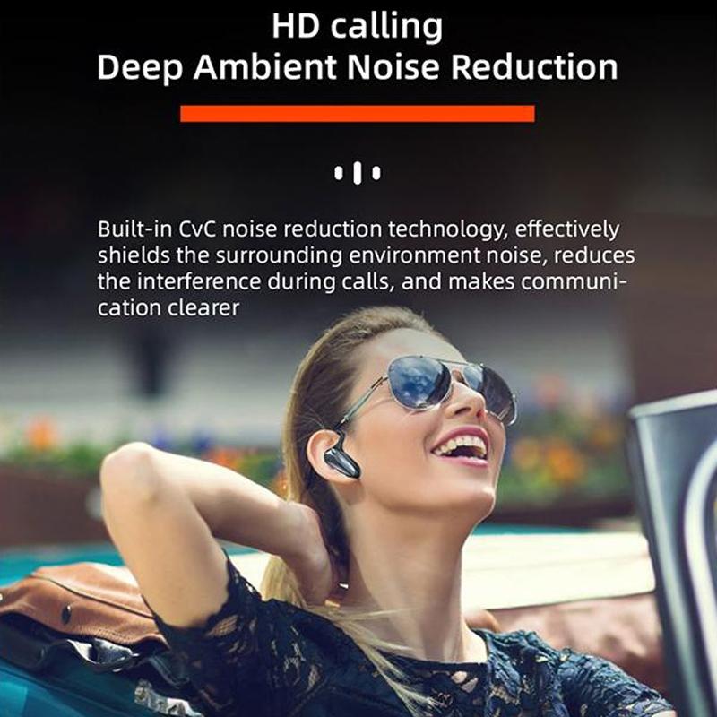 Digital Display Hanging Ear Bone Conduction Bluetooth Headset - Yx02 - Black