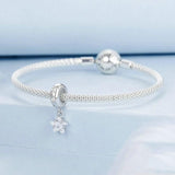 925 Sterling Silver Platinum Plated Starlight Five Pointed Star Diy Beads - Side View