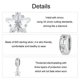 925 Sterling Silver Platinum Plated Starlight Five Pointed Star Diy Beads - Rear View