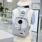 Student Canvas Backpack - Light Grey