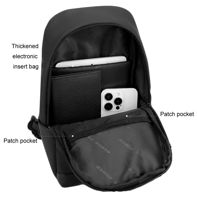 Waterproof Men Chest Bag Multifunctional Shoulder Crossbody For Riding And Casual Use - Black