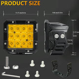 35W / 4000Lm / 6000K / Dc 9 - 30V Car 5 Inch Square Work Light - White - Side View