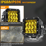 35W / 4000Lm / 6000K / Dc 9 - 30V Car 5 Inch Square Work Light - White - Close-Up Angle