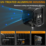 35W / 4000Lm / 6000K / Dc 9 - 30V Car 5 Inch Square Work Light - White - Low Angle