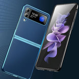 For Samsung Galaxy Z Fold4 5G Leather Folding Phone Case - Electroplated Finish - Black