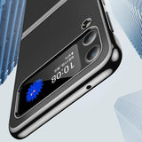 For Samsung Galaxy Z Fold4 5G Leather Folding Phone Case - Electroplated Finish - Black - Close-Up Angle