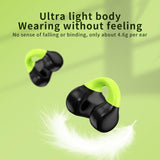 Wireless Clip-on Earphones with Charging Case - Black + Green - Top-Down View
