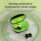 Wireless Clip-on Earphones with Charging Case - Black + Green - Extra Image