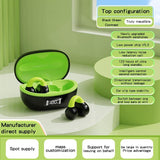 Wireless Clip-on Earphones with Charging Case - Black + Green - Extra Image