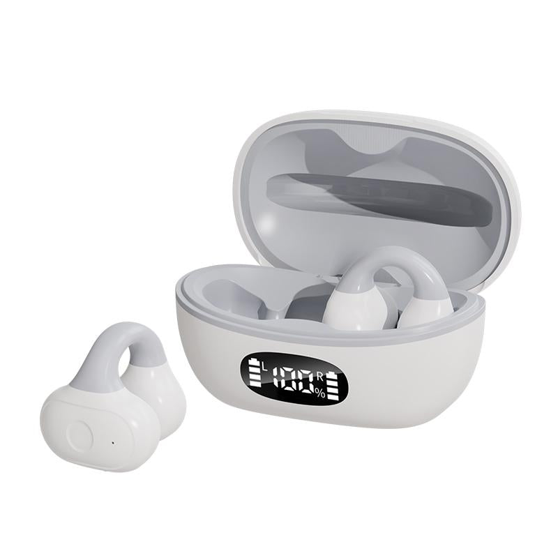Wireless Clip-on Earphones with Charging Case - Black + Green