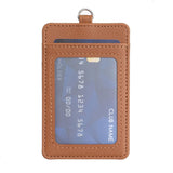 Vertical Id Card Bag & Lanyard - Brown - Front View