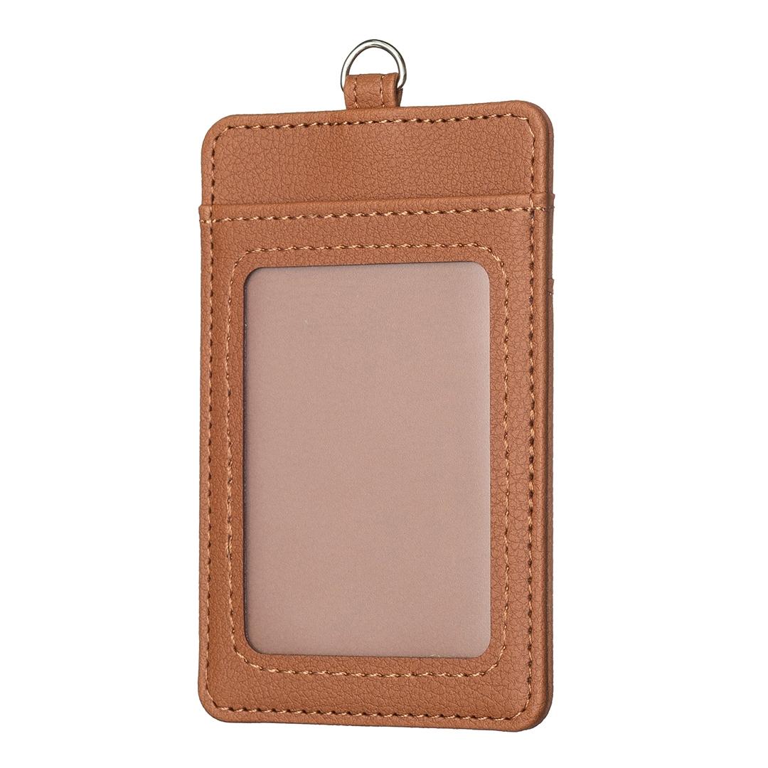 Vertical Id Card Bag & Lanyard - Brown