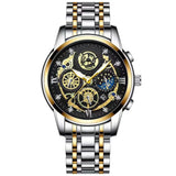Waterproof Luminous Quartz Watch with Multifunctional Design - Full Gold Gold Surface