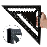 Woodworking Square Layout Gauge - Angle Ruler Measuring Tool - 7 Inch Black Metric - Top-Down View