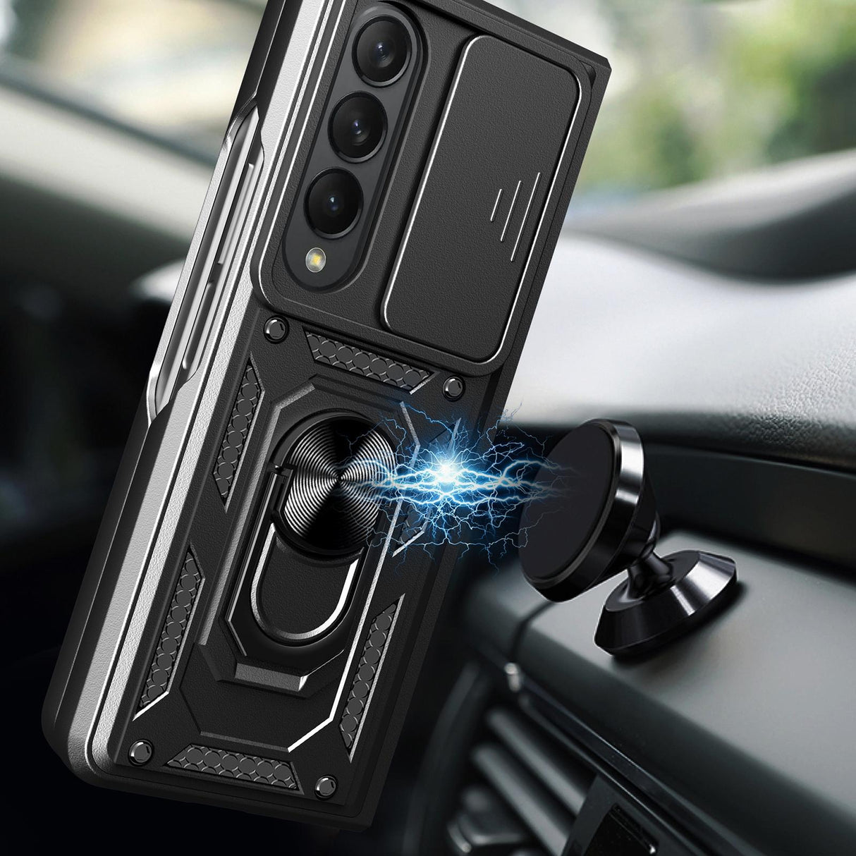 For Samsung Galaxy Z Fold4 5G Tpu Pc Case With Sliding Camera Cover - Silver