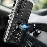 For Samsung Galaxy Z Fold4 5G Tpu Pc Case With Sliding Camera Cover - Silver - Rear View