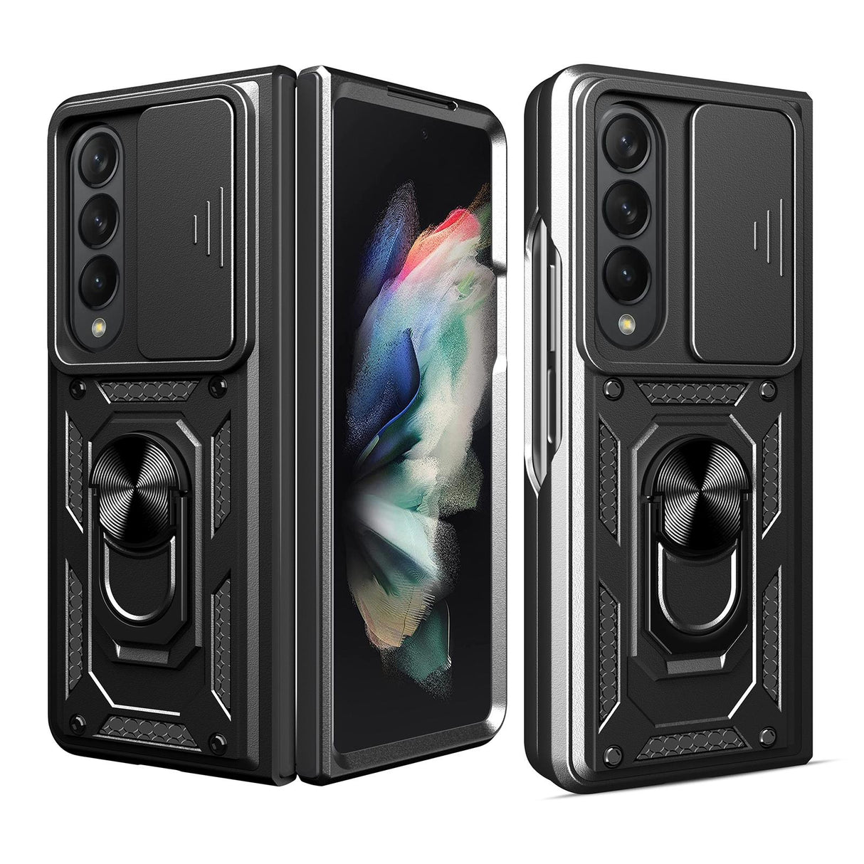 For Samsung Galaxy Z Fold4 5G Tpu Pc Case With Sliding Camera Cover - Silver
