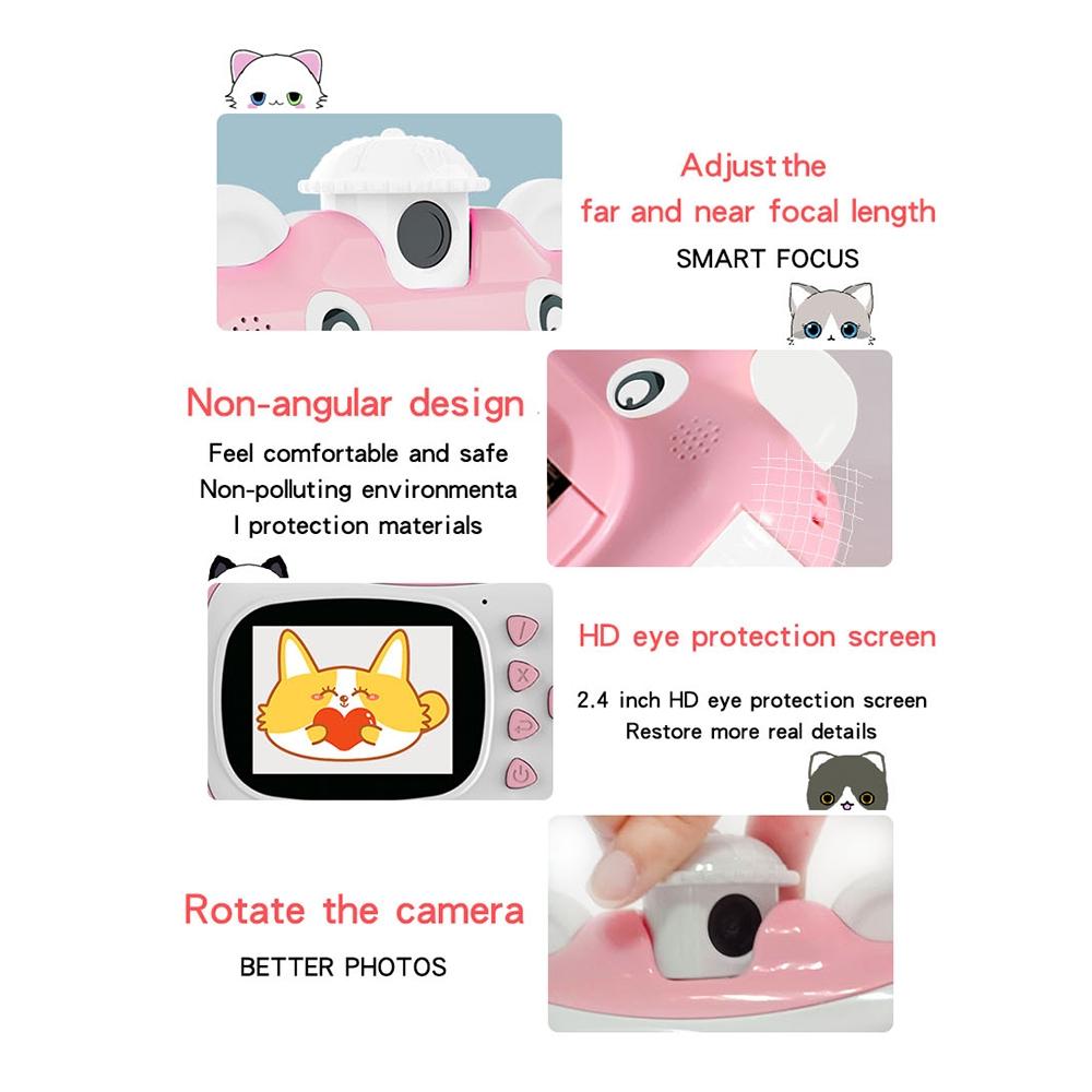 Smart Digital Kids Camera - Photo & Video - no Memory Card - Pink + White