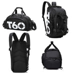 Waterproof Fitness Backpack For Swimming And Travel - Black Bottom White Word