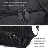 Waterproof Fitness Backpack For Swimming And Travel - Black Bottom White Word - Close-Up Angle