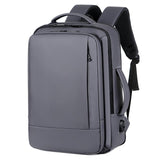 Waterproof Expandable Laptop Backpack With Usb Port - Black - Front View