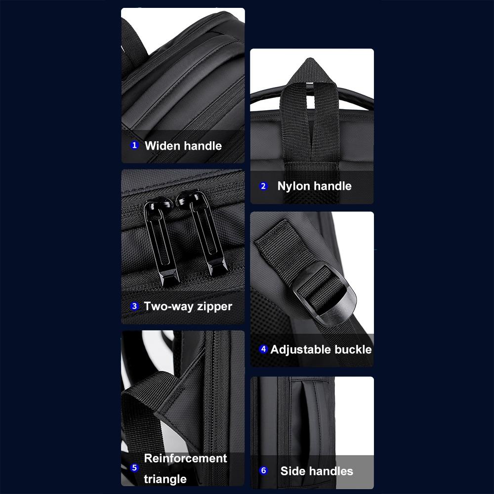 Waterproof Expandable Laptop Backpack With Usb Port - Black