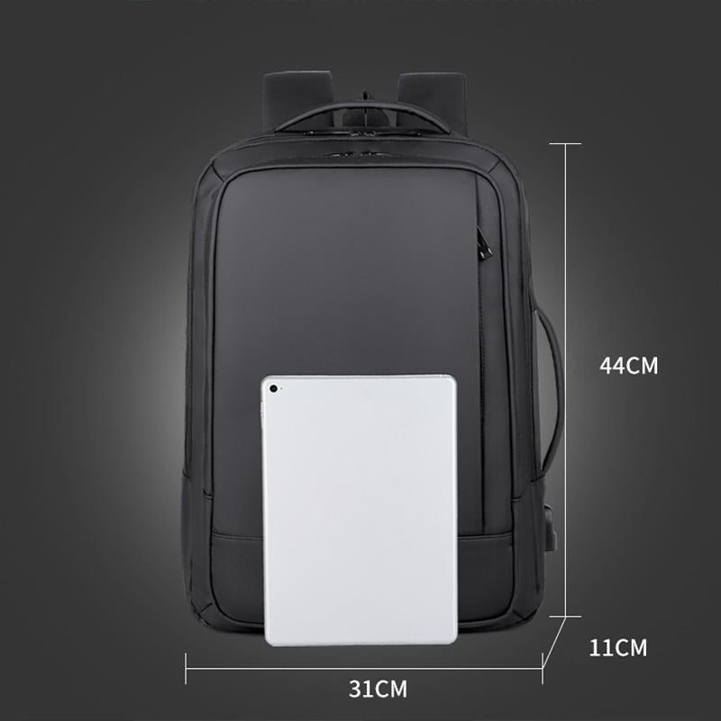 Waterproof Expandable Laptop Backpack With Usb Port - Black