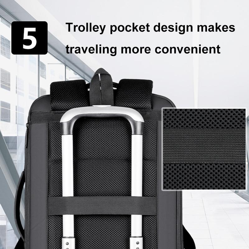Waterproof Expandable Laptop Backpack With Usb Port - Black