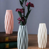 Set of 3 Creative Plastic Camellia Vases for Wet and Dry Decor - Milk White - Front View