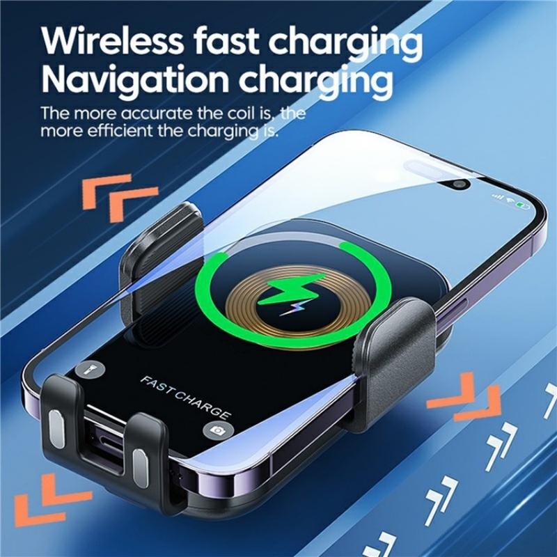 Touch-sensing Car Vent Wireless Charger Holder - X12 - Black