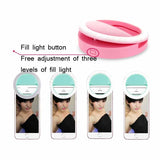 Ring-shaped Selfie Light for Live Photography - Led Flashlight - White - Top-Down View