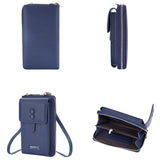 Adjustable Crossbody Phone Bag With Multi Card Slots - Black - Top-Down View
