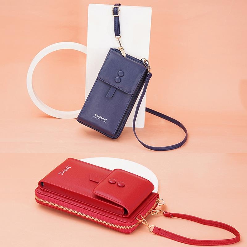 Adjustable Crossbody Phone Bag With Multi Card Slots - Black