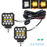 4 Inch Square Mixed Luminous Angel Eye Car Work Light - Front View