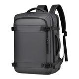 Expandable Double Shoulder Backpack For Business Or Casual Use - Black - Front View