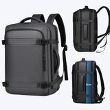 Expandable Double Shoulder Backpack For Business Or Casual Use - Black - Side View