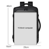 Expandable Double Shoulder Backpack For Business Or Casual Use - Black - Rear View