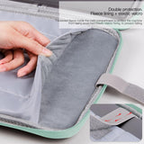Leather Portable Bag with Cloth Texture - Blue - Close-Up Angle
