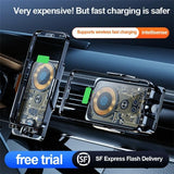 Wireless Car Charger with Infrared Sensor and Aluminum Bracket - Transparent Black - Side View