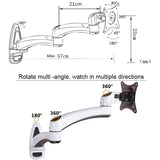White Dual-section Telescopic Monitor Stand - Wall-mounted - Top-Down View