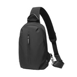 Adjustable Oxford Chest Bag For Men With Glasses Hang Belt Black - Front View