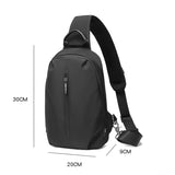 Adjustable Oxford Chest Bag For Men With Glasses Hang Belt Black - Side View