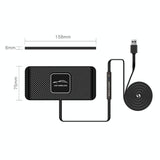 15w Car Wireless Charger with Anti-skid Mats and 1m Usb Cable - Black - Side View