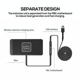 15w Car Wireless Charger with Anti-skid Mats and 1m Usb Cable - Black