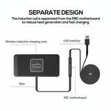 15w Car Wireless Charger with Anti-skid Mats and 1m Usb Cable - Black - Top-Down View