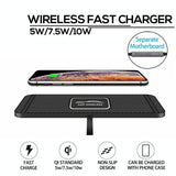 15w Car Wireless Charger with Anti-skid Mats and 1m Usb Cable - Black - 45-Degree Angle