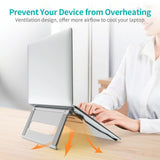 Foldable Laptop Stand - Aluminum Alloy Silver - 45-Degree Angle