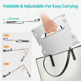 Foldable Laptop Stand - Aluminum Alloy Silver - Rear View