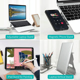 Foldable Laptop Stand - Aluminum Alloy Silver - Low Angle